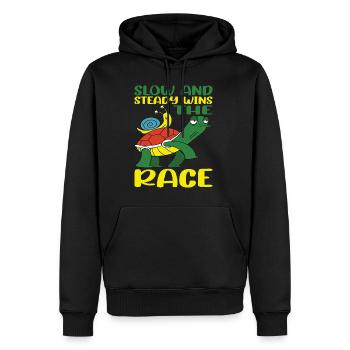 Slow And Steady Wins The Race 4 - Männer Premium Bio Hoodie - Schwarz - Vorne - Nico (187cm)