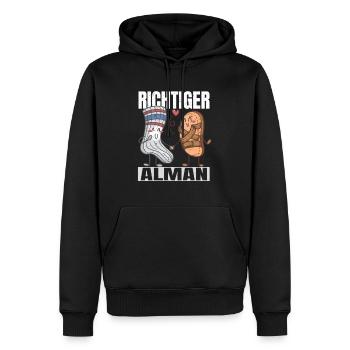 Richtiger Alman Sandalen & Socken Deutsch - Männer Premium Bio Hoodie - Schwarz - Vorne - Nico (187cm)