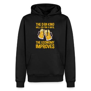 Drinking Will Continue Until The Economy Improves2 - Männer Premium Bio Hoodie - Schwarz - Vorne - Nico (187cm)