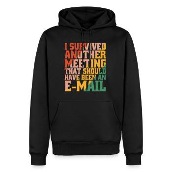I Survived Another Meeting 32 - Men’s Premium Organic Hoodie - black - Front - Nico (187cm)