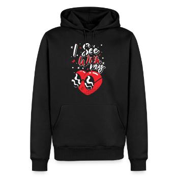 I See With My Heart Shirt Geschenk Blinder Mensch - Männer Premium Bio Hoodie - Schwarz - Vorne - Nico (187cm)