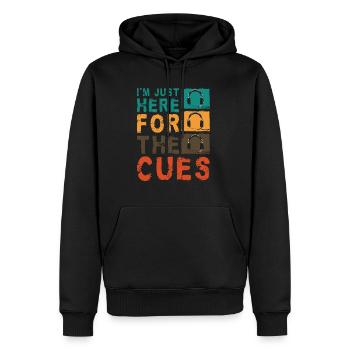 Im Just Here For The Cues Shirt Backstage - Männer Premium Bio Hoodie - Schwarz - Vorne - Nico (187cm)