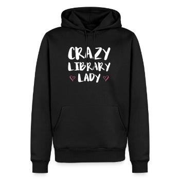 Crazy Library Lady Shirt Geschenk Bibliothekarin - Männer Premium Bio Hoodie - Schwarz - Vorne - Nico (187cm)