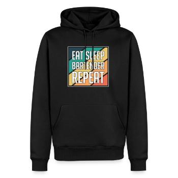 Eat Sleep Bartender Repeat Shirt - Männer Premium Bio Hoodie - Schwarz - Vorne - Nico (187cm)