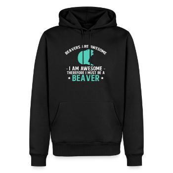 Les castors sont géniaux, je suis géniaux... - Sweat à capuche Premium bio Homme - noir - Devant - Nico (187cm)