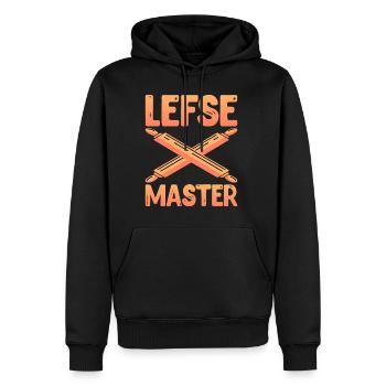 Lefse Master 16 - Men’s Premium Organic Hoodie - black - Front - Nico (187cm)
