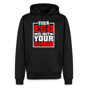 Votre ego n’est pas votre amigo 20 - Sweat à capuche Premium bio Homme - noir - Devant - Nico (187cm)