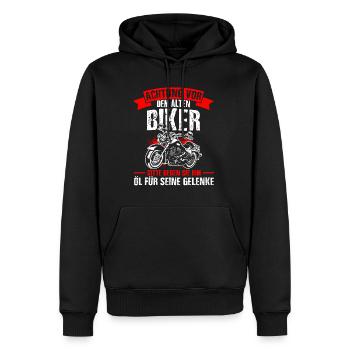 Biker Urlaub Chopper Rentner Geschenk Motorrad Fah - Männer Premium Bio Hoodie - Schwarz - Vorne - Nico (187cm)