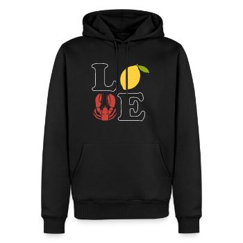 Love Crawfish Shirt Cadeau - Sweat à capuche Premium bio Homme - noir - Devant - Nico (187cm)