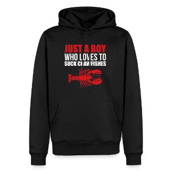 Juste un garçon qui aime sucer des écrevisses - Sweat à capuche Premium bio Homme - noir - Devant - Nico (187cm)