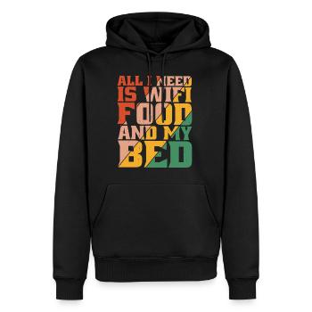 Tout ce dont j’ai besoin, c’est du wifi, de la nourriture et de mon lit 5 - Sweat à capuche Premium bio Homme - noir - Devant - Nico (187cm)