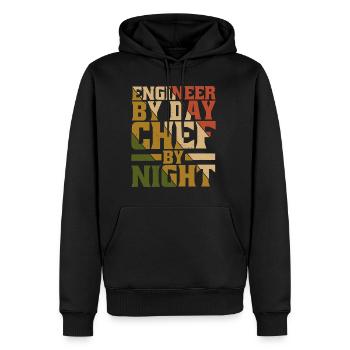 Ingénieur le jour, Chef le soir 9 - Sweat à capuche Premium bio Homme - noir - Devant - Nico (187cm)