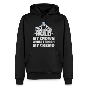 Tenez ma couronne pendant que je termine ma chimio 53 - Sweat à capuche Premium bio Homme - noir - Devant - Nico (187cm)