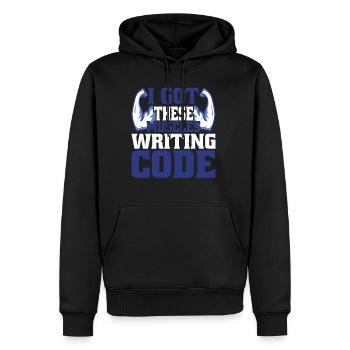 I Got These Muscles Writing Code 4 - Men’s Premium Organic Hoodie - black - Front - Nico (187cm)