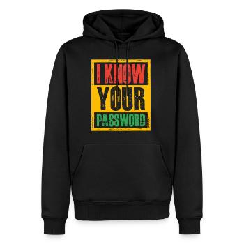 Je connais votre mot de passe 4 - Sweat à capuche Premium bio Homme - noir - Devant - Nico (187cm)