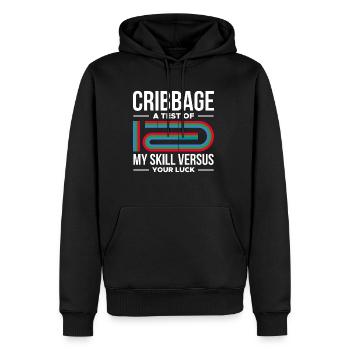Cribbage Un test de mes compétences - Sweat à capuche Premium bio Homme - noir - Devant - Nico (187cm)