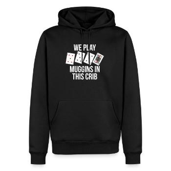 Nous jouons aux Muggins dans ce club de cribbage - Sweat à capuche Premium bio Homme - noir - Devant - Nico (187cm)