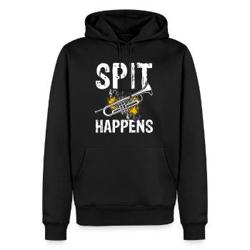 Spit Happens! Trompete Orchester Musik Geschenk Tr - Männer Premium Bio Hoodie - Schwarz - Vorne - Nico (187cm)