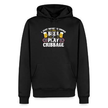 Cadeau de chemise de cribbage et de bière - Sweat à capuche Premium bio Homme - noir - Devant - Nico (187cm)