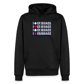 J’aime Cribbage Shirt Cadeau - Sweat à capuche Premium bio Homme - noir - Devant - Nico (187cm)