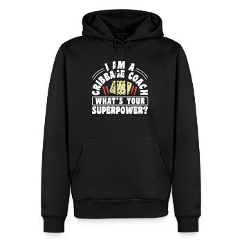Je suis un cadeau de chemise d’entraîneur de cribbage - Sweat à capuche Premium bio Homme - noir - Devant - Nico (187cm)