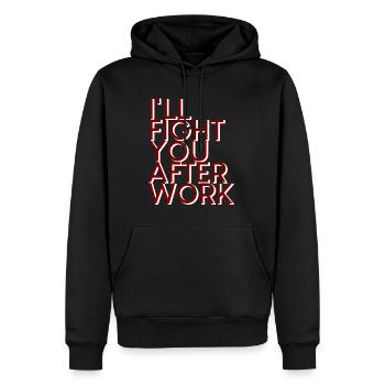 Je te combattrai après le travail 4 - Sweat à capuche Premium bio Homme - noir - Devant - Nico (187cm)