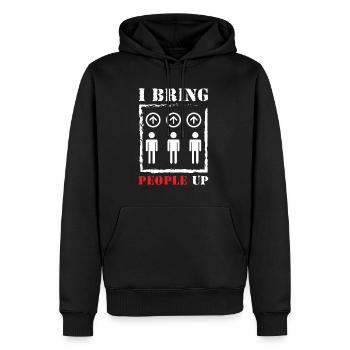 J’amène les gens dans l’ascenseur Aufzug - Sweat à capuche Premium bio Homme - noir - Devant - Nico (187cm)