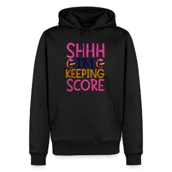 Chut, je garde le score 3 - Sweat à capuche Premium bio Homme - noir - Devant - Nico (187cm)
