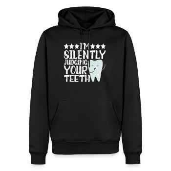 I'm Silently Judging Your Teeth 12 - Männer Premium Bio Hoodie - Schwarz - Vorne - Nico (187cm)
