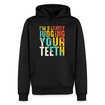 I'm Silently Judging Your Teeth 13 - Männer Premium Bio Hoodie - Schwarz - Vorne - Nico (187cm)