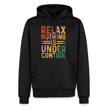 Relax, Nothing Is Under Control 24 - Men’s Premium Organic Hoodie - black - Front - Nico (187cm)