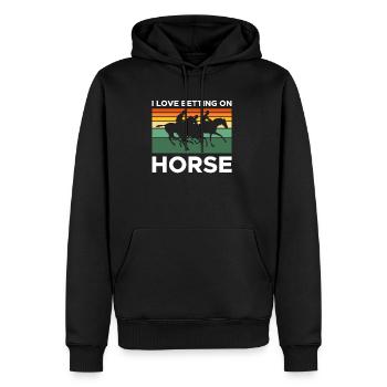 J’adore parier sur le cadeau de chemise de cheval - Sweat à capuche Premium bio Homme - noir - Devant - Nico (187cm)