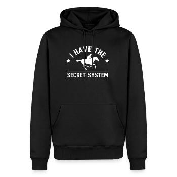 J’ai le t-shirt du système secret - Sweat à capuche Premium bio Homme - noir - Devant - Nico (187cm)