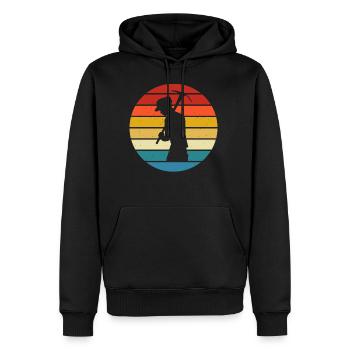 Coucher de soleil panoramique d’un mineur d’or - Sweat à capuche Premium bio Homme - noir - Devant - Nico (187cm)