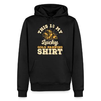 Ceci est ma chemise porte-bonheur en or - Sweat à capuche Premium bio Homme - noir - Devant - Nico (187cm)