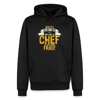 Ruhestand Frau Ist Chef Rente Opa Geschenk Arbeits - Männer Premium Bio Hoodie - Schwarz - Vorne - Nico (187cm)