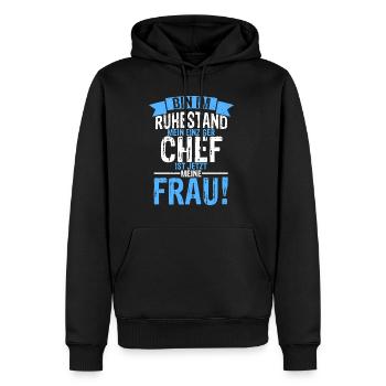 Ruhestand Frau Ist Chef Renteneintritt Abschiedfei - Männer Premium Bio Hoodie - Schwarz - Vorne - Nico (187cm)