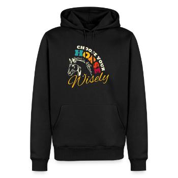 Choisissez votre cadeau de chemise de cheval - Sweat à capuche Premium bio Homme - noir - Devant - Nico (187cm)