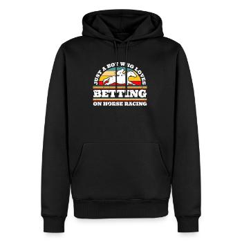 Juste un garçon qui aime parier sur les courses de chevaux - Sweat à capuche Premium bio Homme - noir - Devant - Nico (187cm)