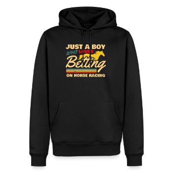 Juste un garçon qui aime parier sur les courses de chevaux - Sweat à capuche Premium bio Homme - noir - Devant - Nico (187cm)