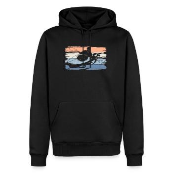 Vintage Retro Kajak Shirt Geschenk - Männer Premium Bio Hoodie - Schwarz - Vorne - Nico (187cm)
