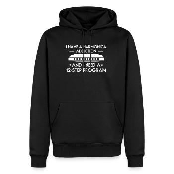 I Have A Harmonica Addiction Shirt - Men’s Premium Organic Hoodie - black - Front - Nico (187cm)
