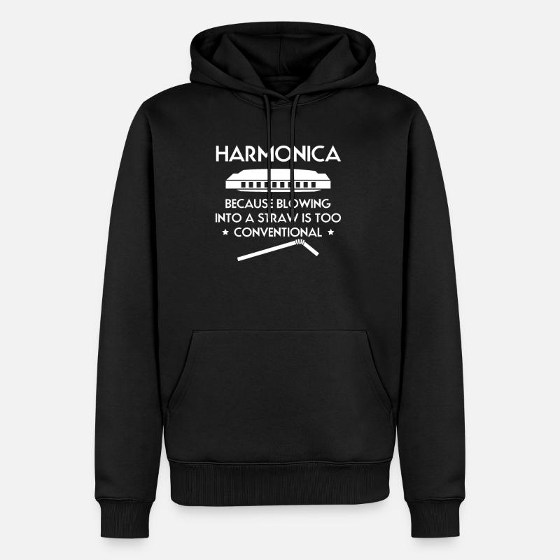 Harmonica Harmonica Slogan Chemise - Sweat à capuche Premium bio Homme - noir