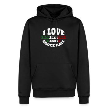 J’aime le chien assis et la pétanque Dog Sitter Dog - Sweat à capuche Premium bio Homme - noir - Devant - Nico (187cm)