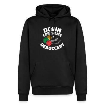 Down For Some Deboccery Shirt - Männer Premium Bio Hoodie - Schwarz - Vorne - Nico (187cm)
