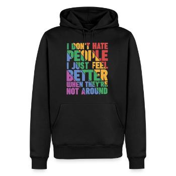 I Don't Hate People 5 - Männer Premium Bio Hoodie - Schwarz - Vorne - Nico (187cm)
