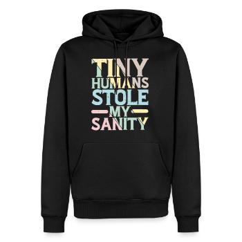 Tiny Humans Stole My Sanity 8 - Männer Premium Bio Hoodie - Schwarz - Vorne - Nico (187cm)