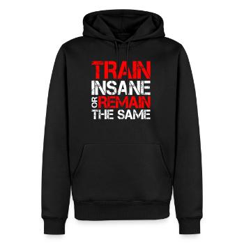 Train insane or remain the same 16 - Men’s Premium Organic Hoodie - black - Front - Nico (187cm)