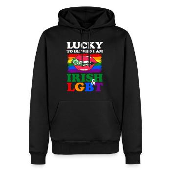 T-shirt LGBT de la Saint-Patrick - Sweat à capuche Premium bio Homme - noir - Devant - Nico (187cm)