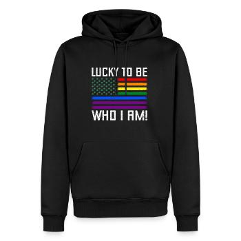 T-shirt LGBT de la Saint-Patrick - Sweat à capuche Premium bio Homme - noir - Devant - Nico (187cm)